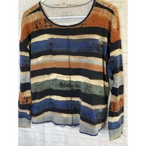 Westbound Woman Top T-Shirt Striped Multicolor Cotton Blend Size PXL